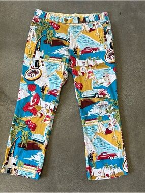 Loudmouth Men's Tropical Novelty Las Vegas Chinos in Turquoise, Mustard & Red